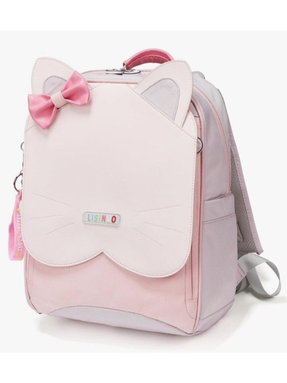Kids Girls Pink Cat Canvas Backpack School Bag Pockets Large Insulated NWT